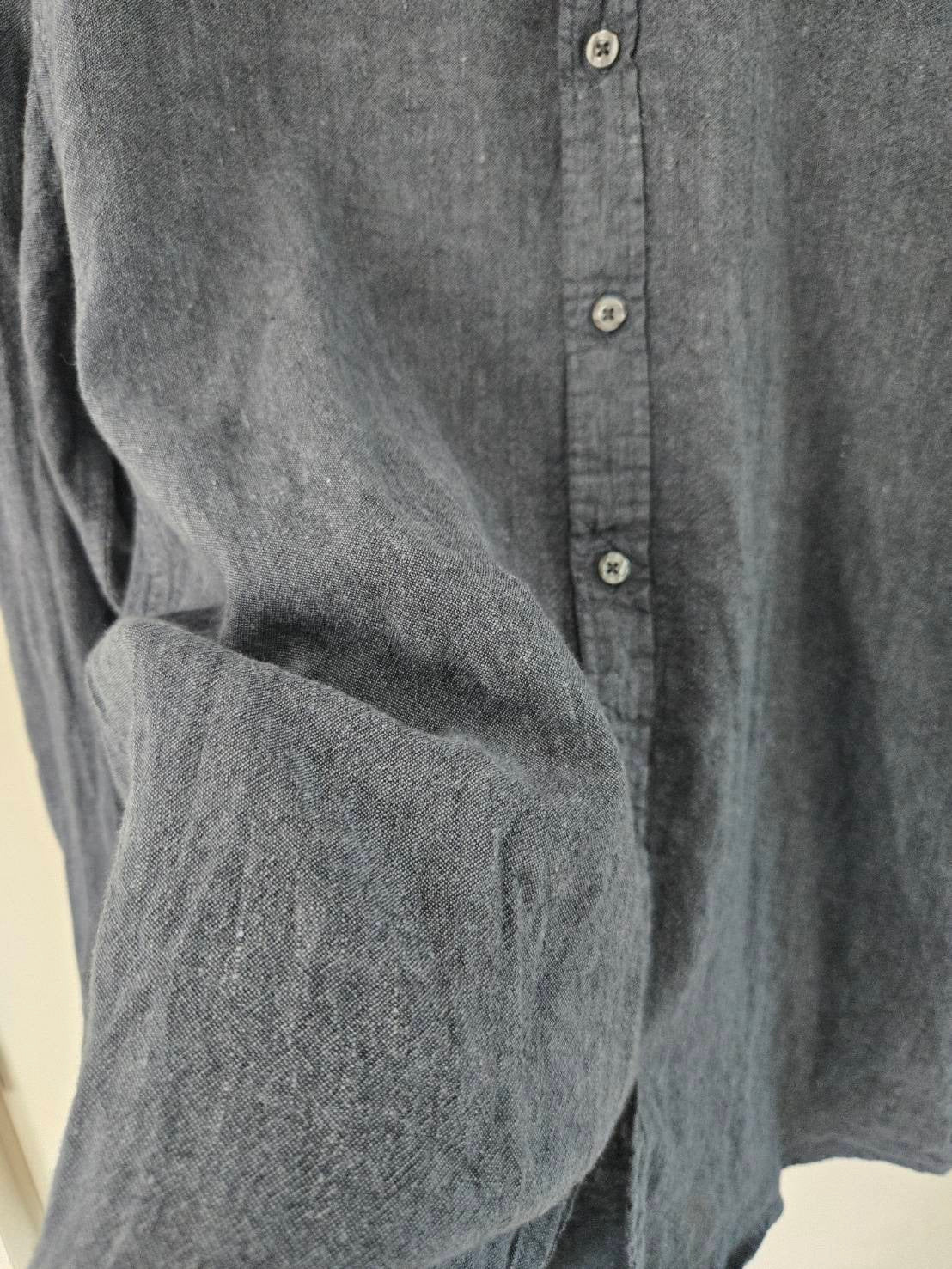 Charcoal Grey Linen Button-Up Shirt — Unison