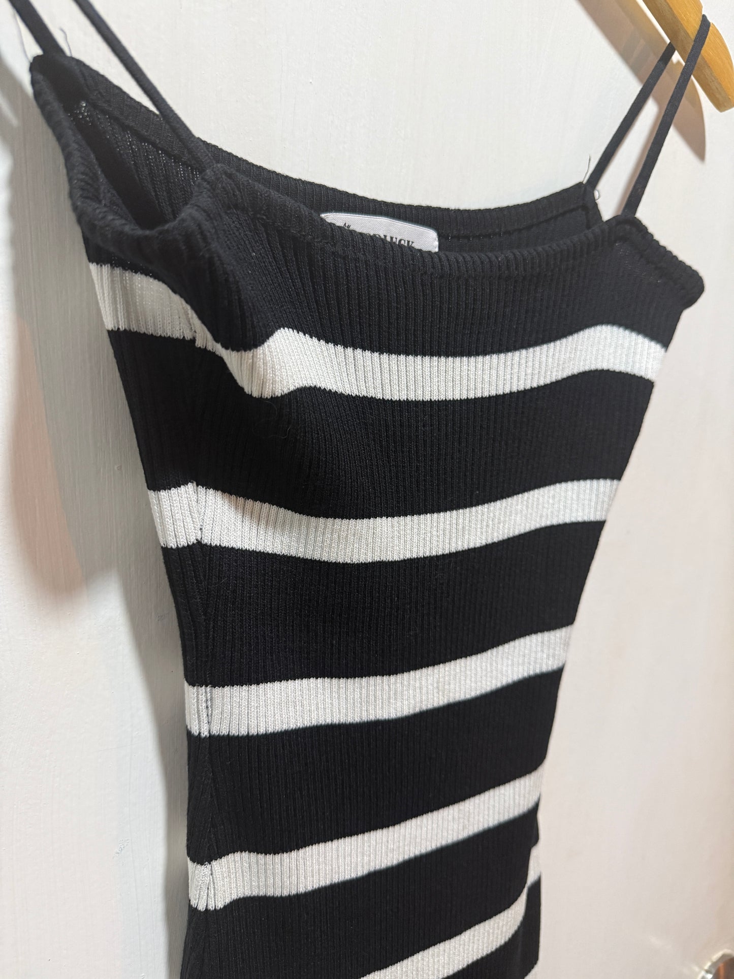 Goodluck Black & White Striped Knit Bodycon Dress S/M