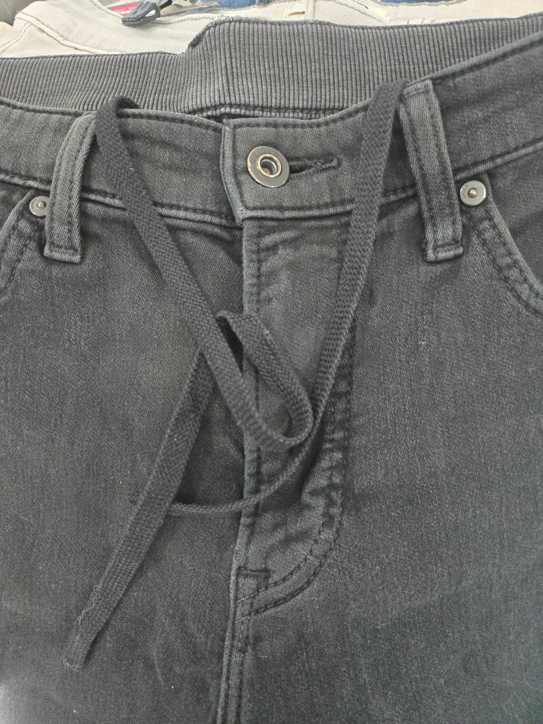 Uniqlo Black Stretch-Cotton Drawstring Jeans Size M Men
