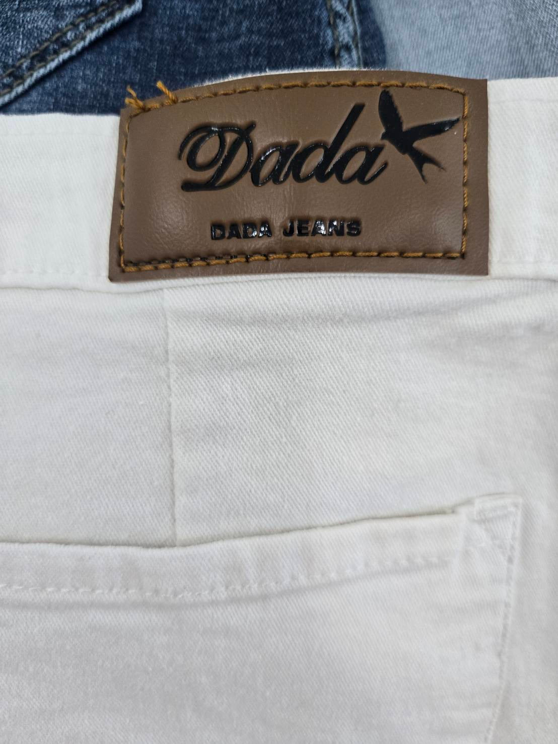 Dada White High-Waist Denim Shorts Size M