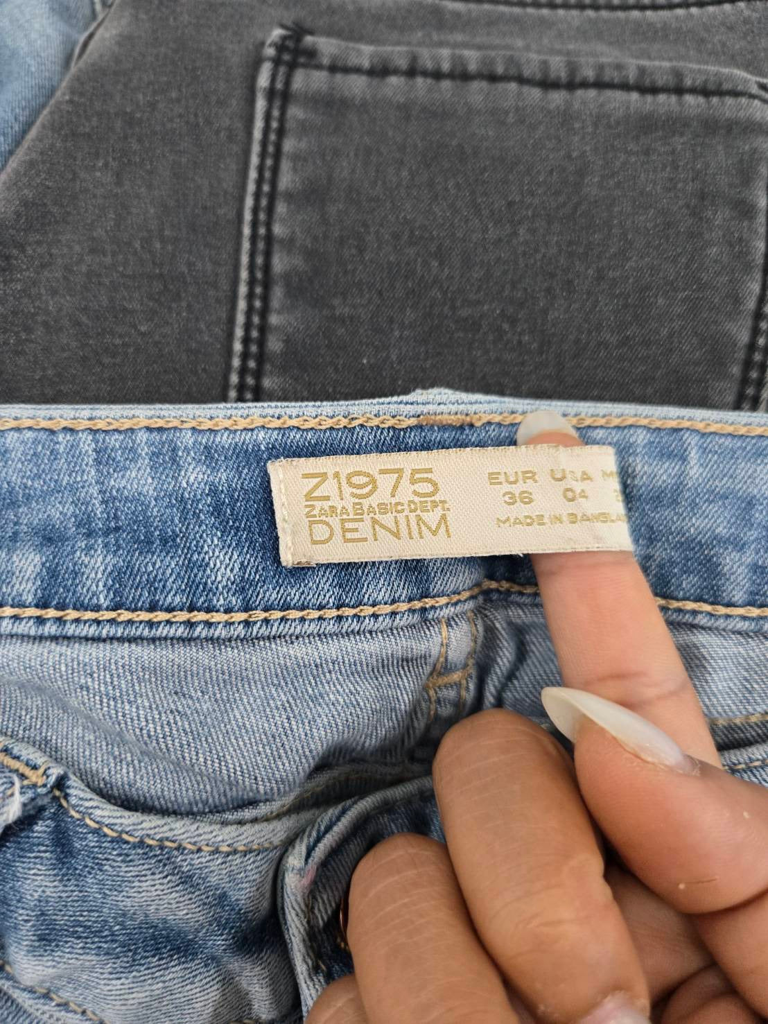 Zara 1975 Blue Faded-Wash Skinny Low Jeans Size EUR 36