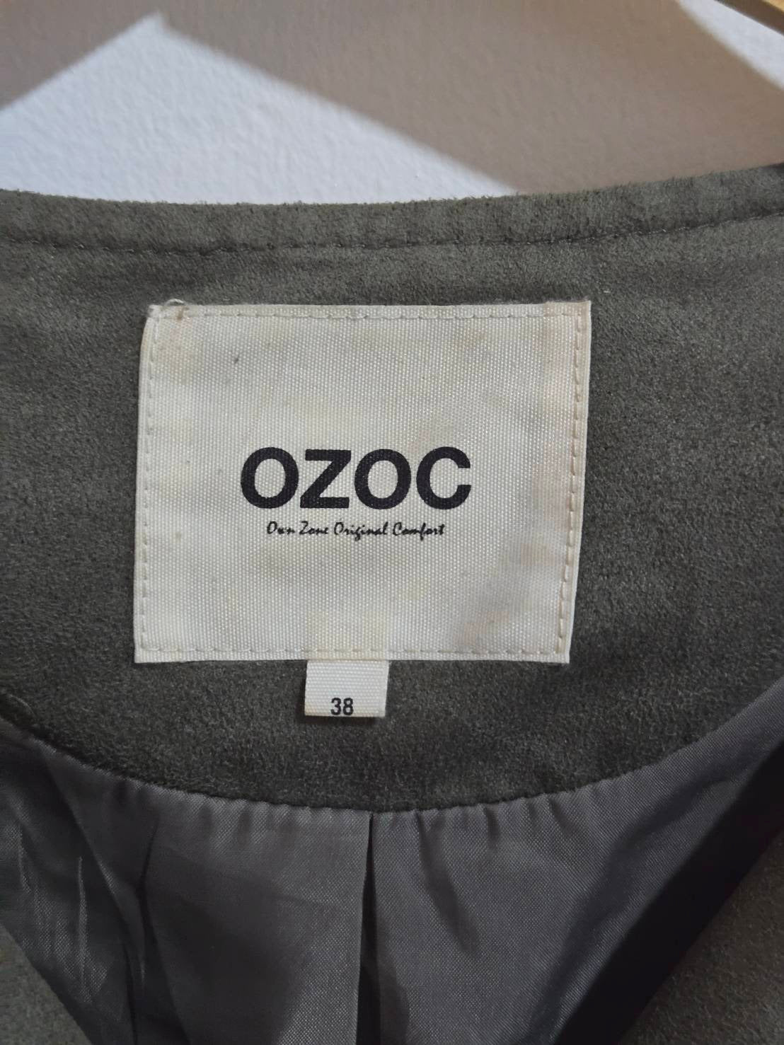 Faux Suede Biker Jacket — Khaki/Olive — OZOC