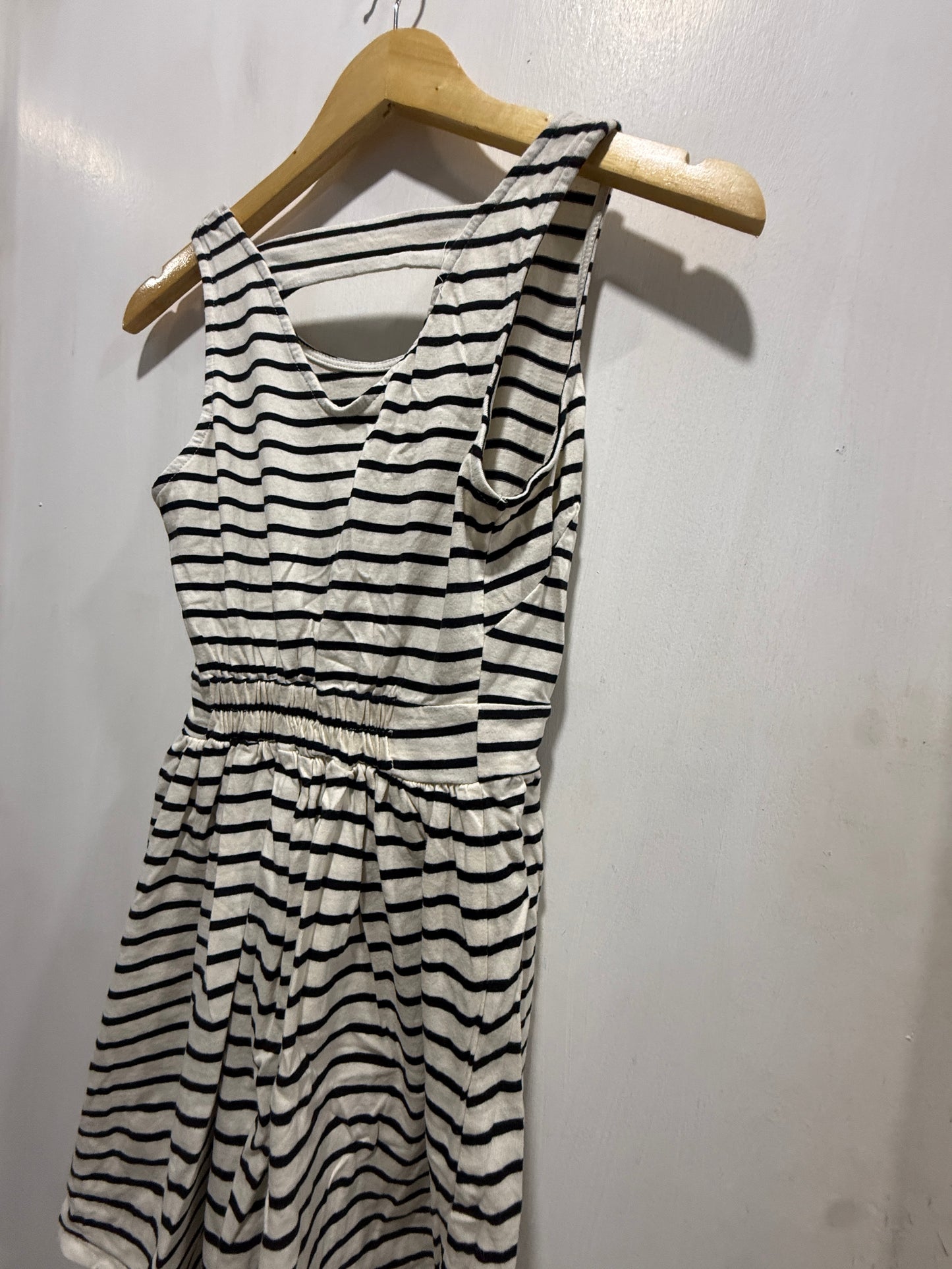 No Brand Black & White Striped Sleeveless Jersey Dress M