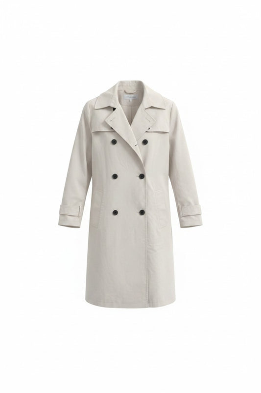 White Double-Breasted Trench Coat — Style Basic