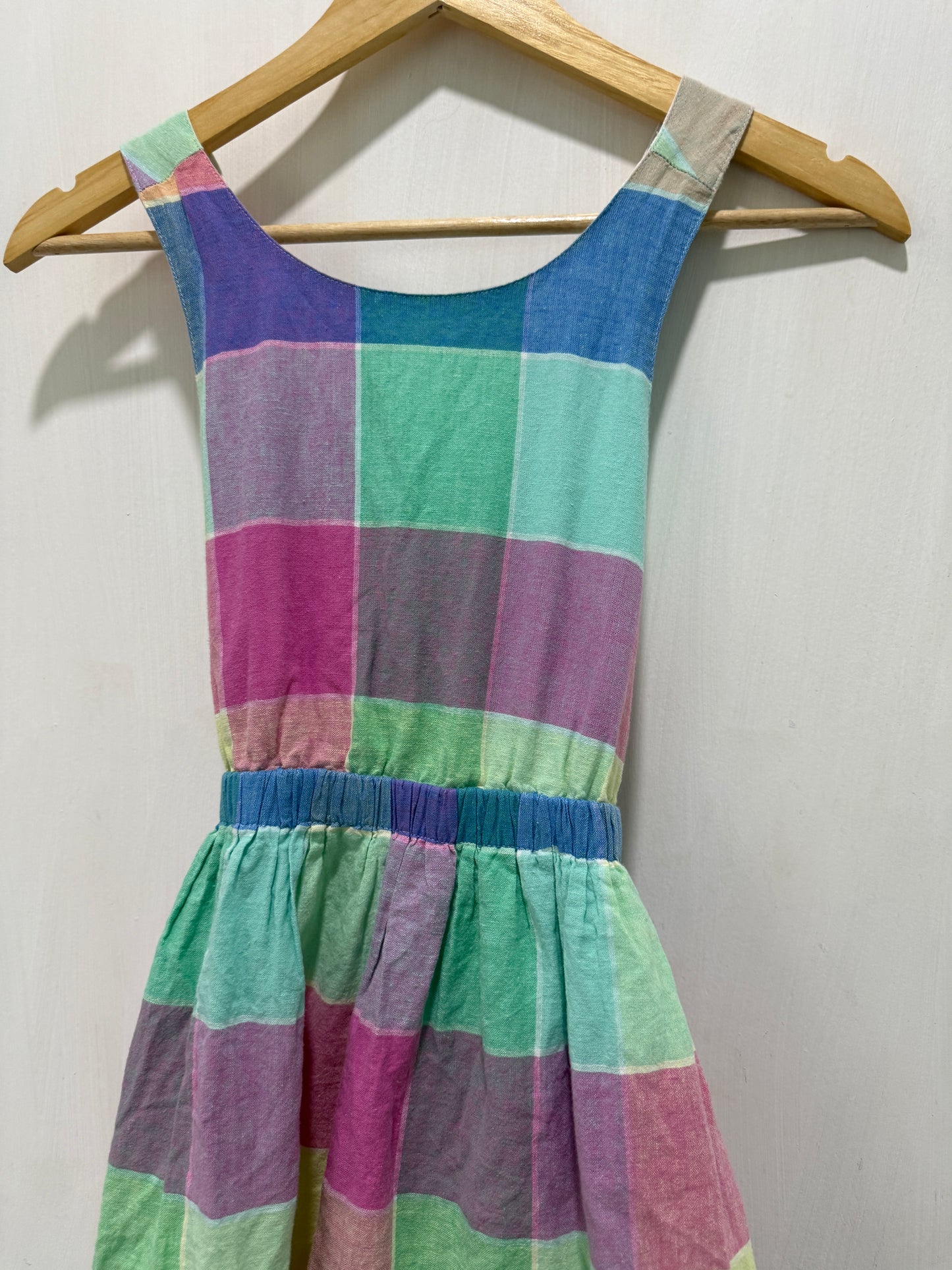 No Brand Multicolor Plaid Linen-Cotton Dress XS/S