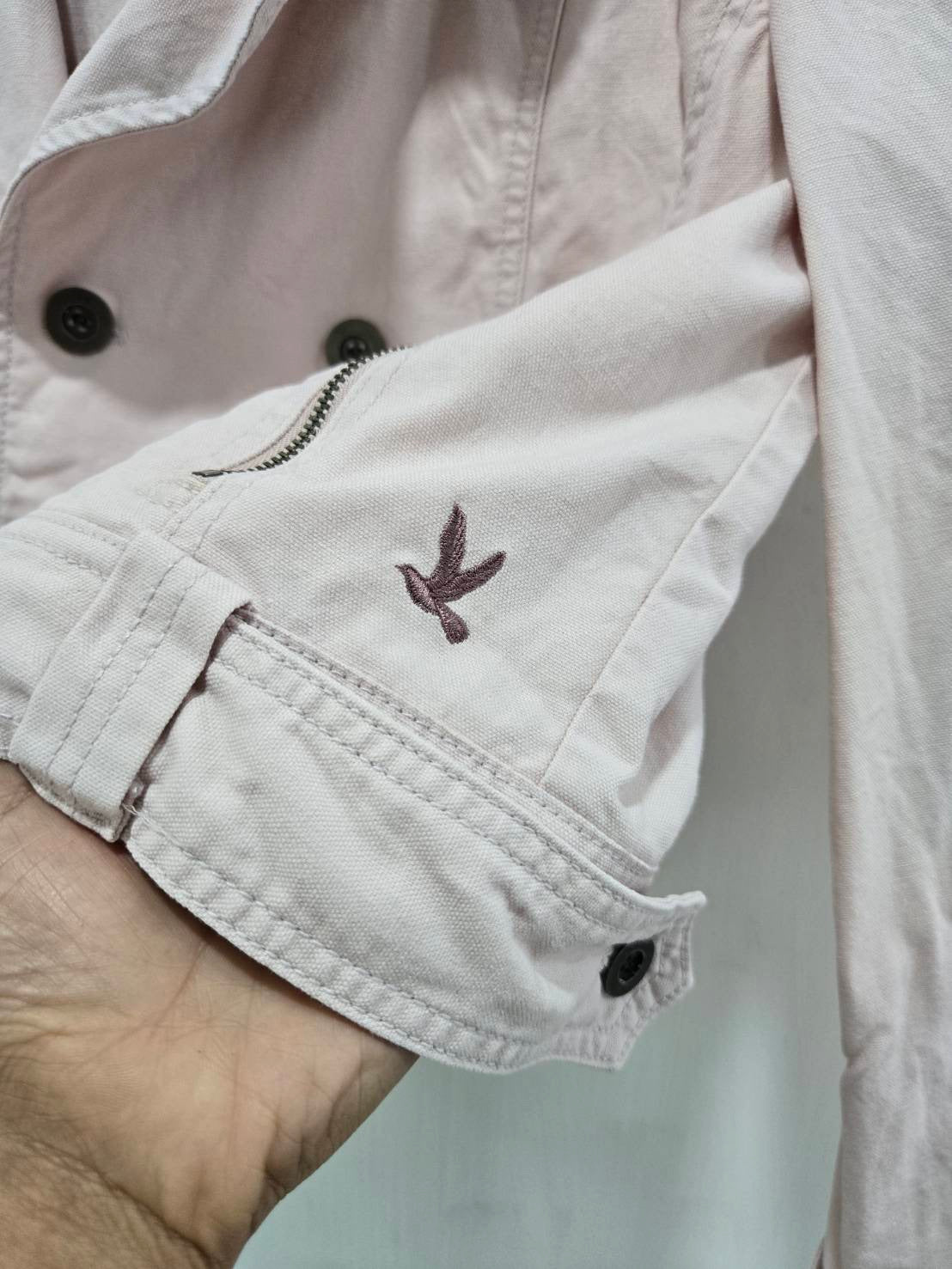 Light Pink Double-Breasted Jacket — Structured Zippered Pockets — CC Double O