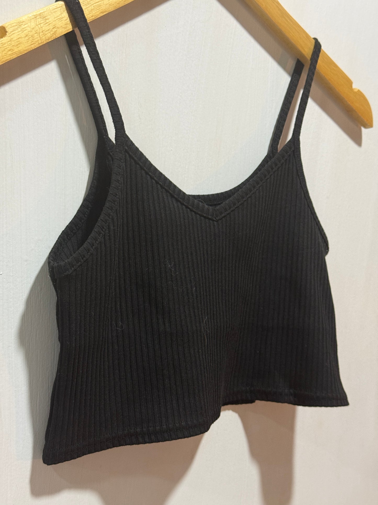 Sur Black Ribbed Camisole Crop Top M