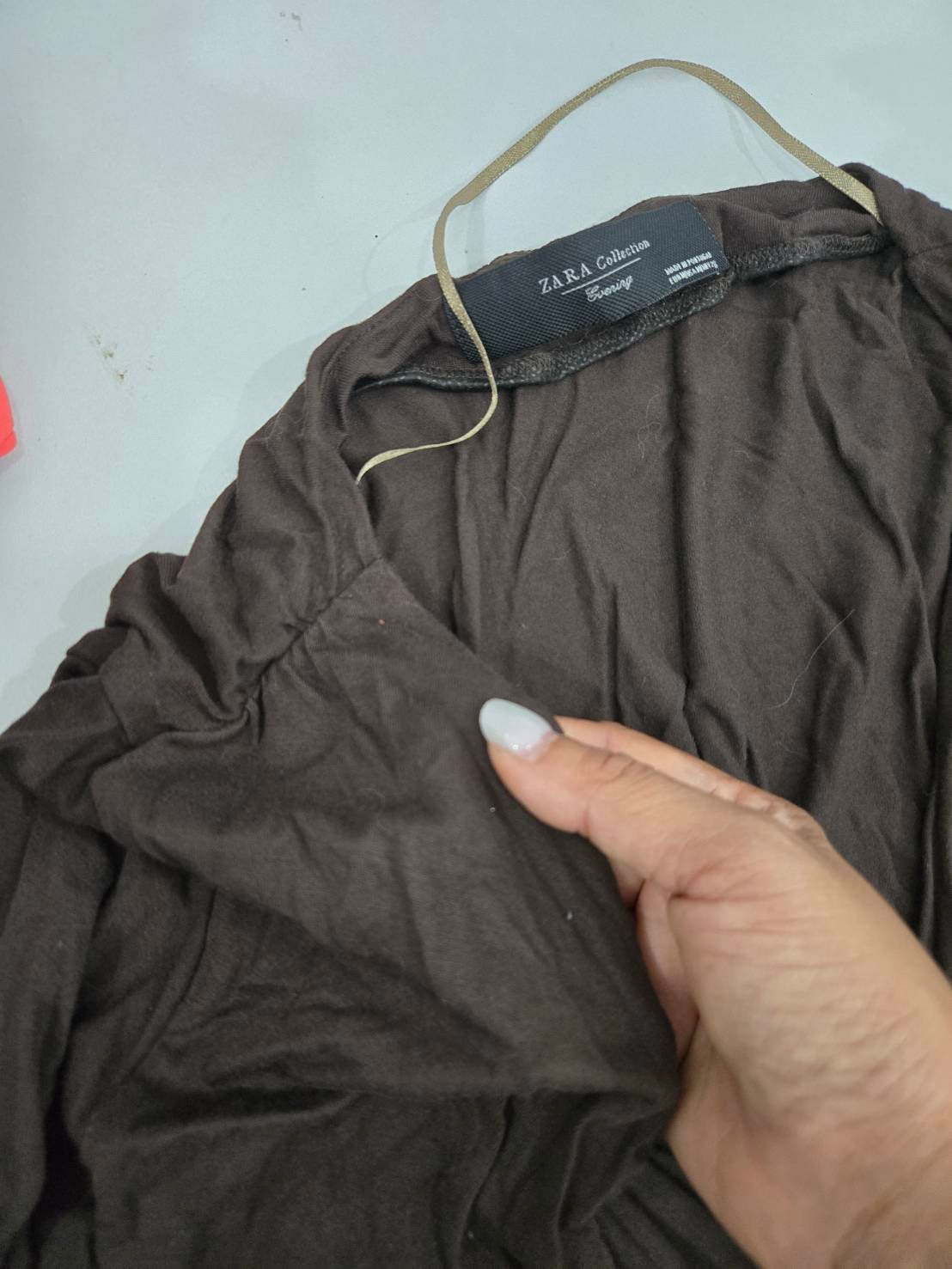 Zara Evening Collection Dark Brown Long-Sleeve Wrap Top Size M