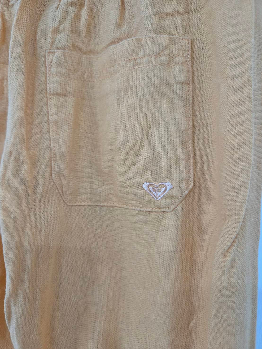 Cinnebar Orange Linen-Blend Beach Pants — Drawstring Waist — Roxy