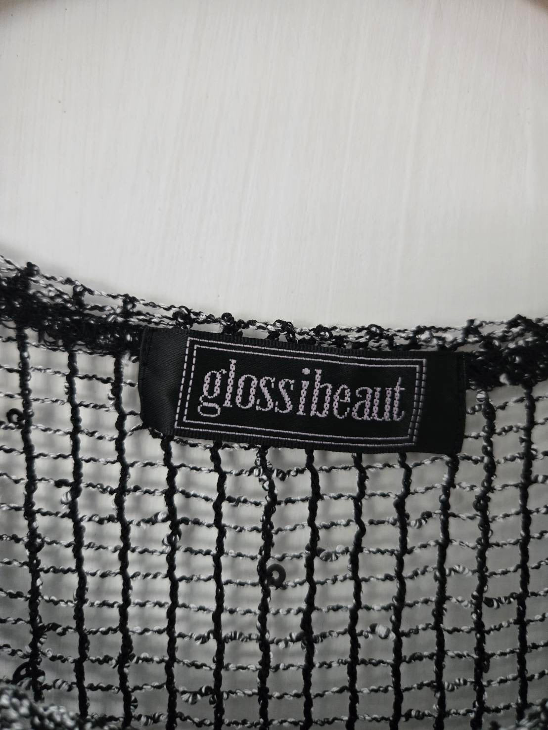 Black & Silver Metallic Open-Mesh Tank Top — Glossibeaut