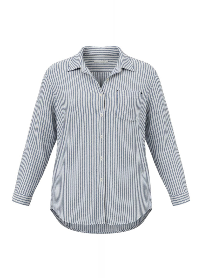 White & Blue Striped Button-Up Shirt — Nautical Relaxed Fit — Heart Market