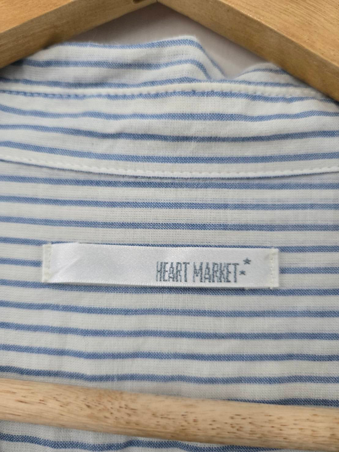 White & Blue Striped Button-Up Shirt — Nautical Relaxed Fit — Heart Market