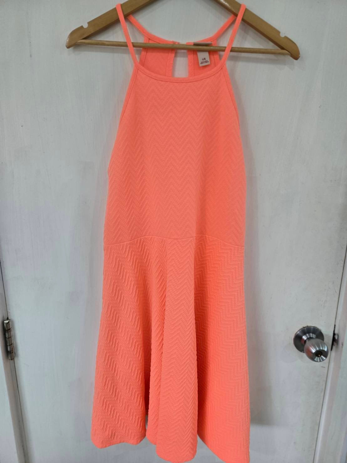 Neon Orange Halter Dress — Chevron Texture — Mossimo Supply Co.