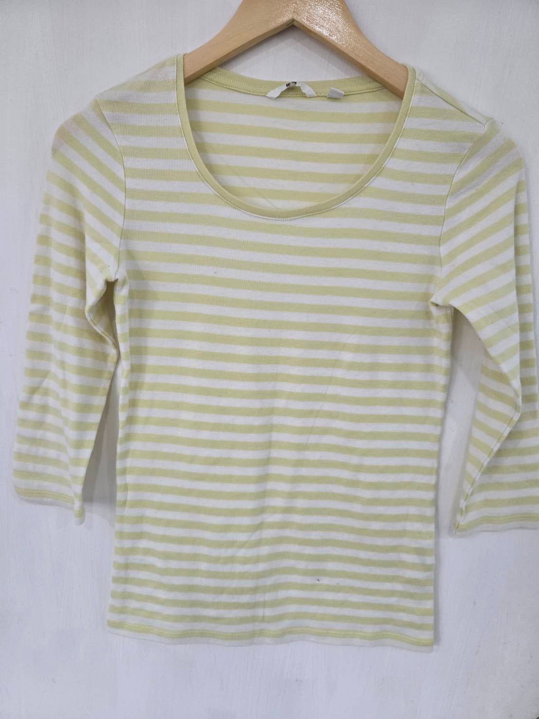 Yellow & White Horizontal Stripe Top — Lightweight Essential — Uniqlo