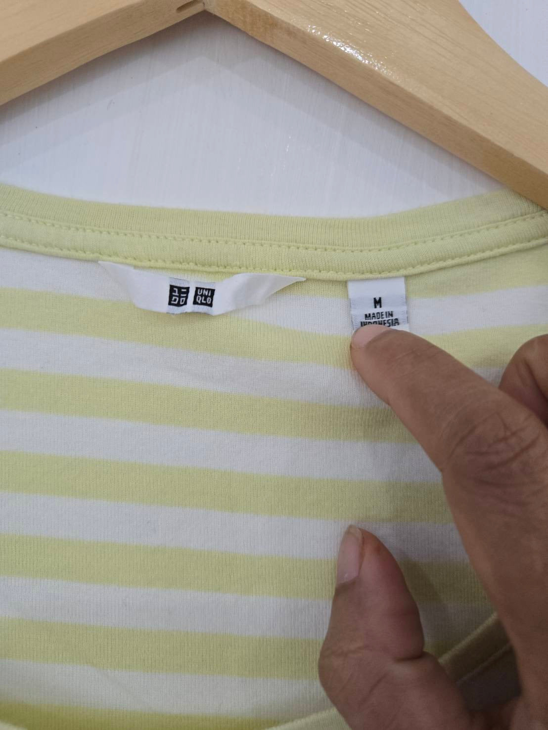 Yellow & White Horizontal Stripe Top — Lightweight Essential — Uniqlo