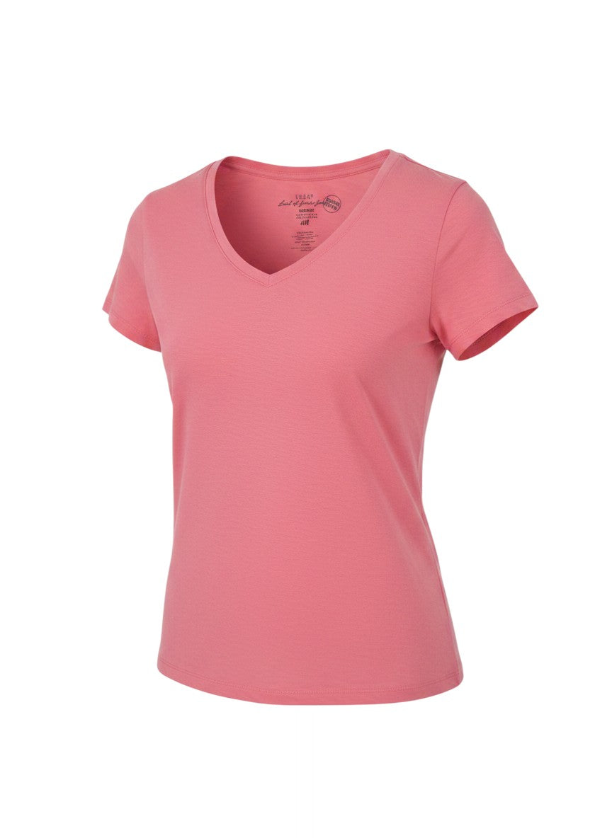 Coral Pink V-Neck T-Shirt — Soft Everyday Essential — H&M