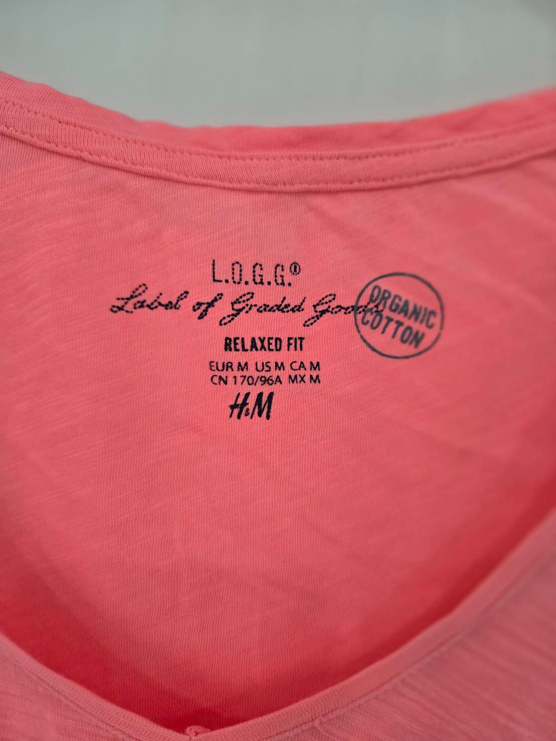 Coral Pink V-Neck T-Shirt — Soft Everyday Essential — H&M