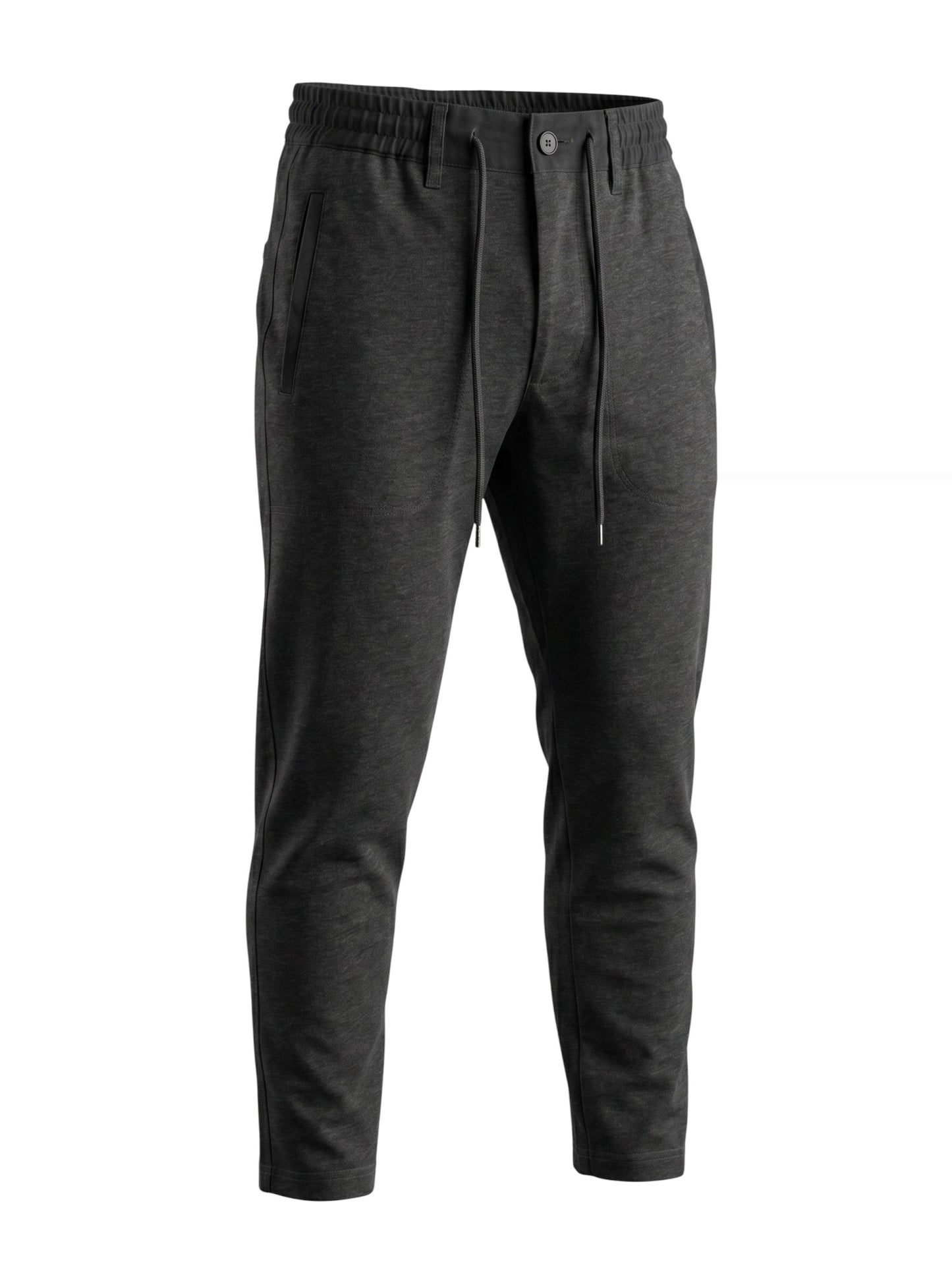 Charcoal Grey Drawstring Trousers — Tailored Cropped Fit — No Brand