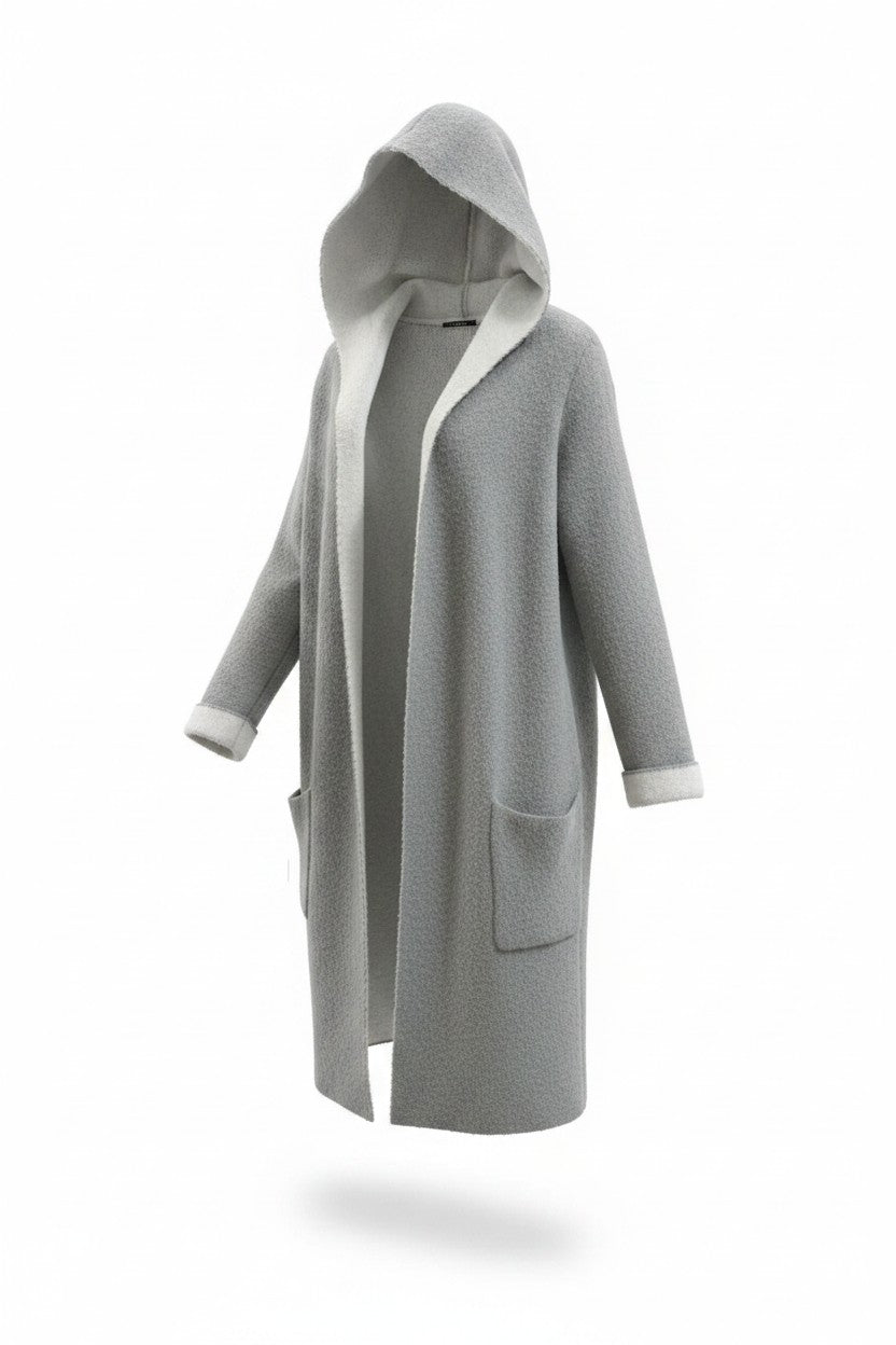 Stretch Double-Faced Hooded Cardigan Coat — INGNI