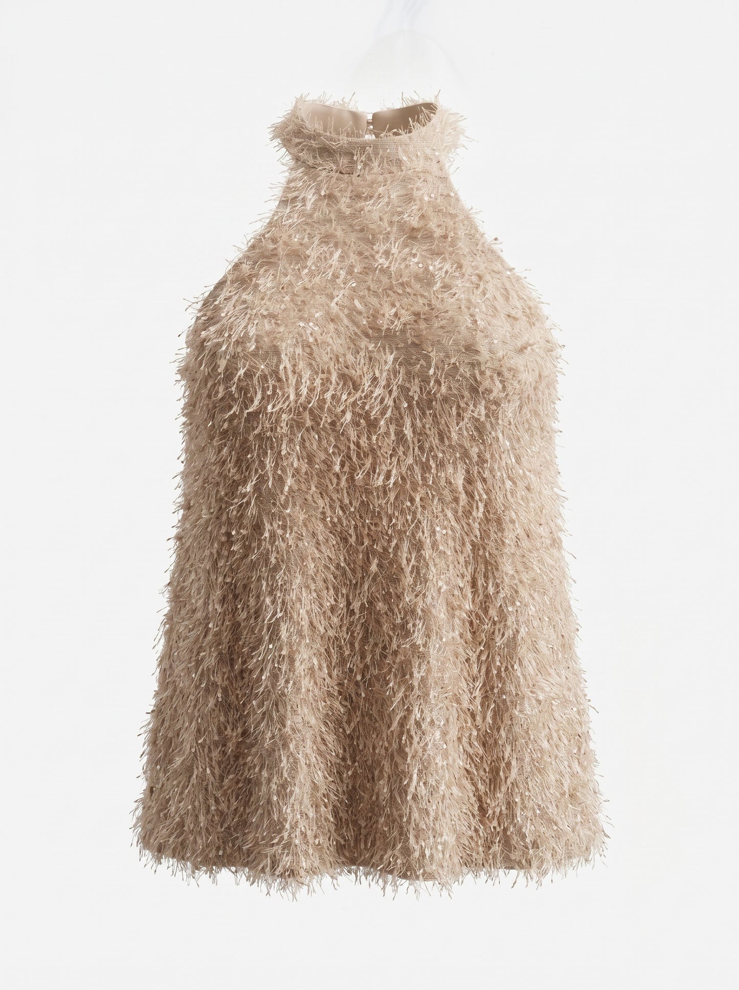SHEIN BAE Apricot Fuzzy Halter Dress — XL / EUR 44