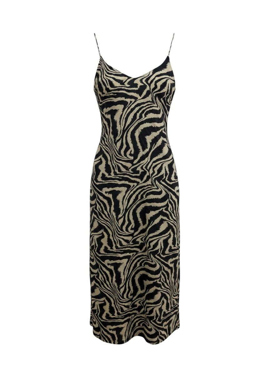 No Brand Zebra Print Spaghetti Strap Maxi Dress L/XL