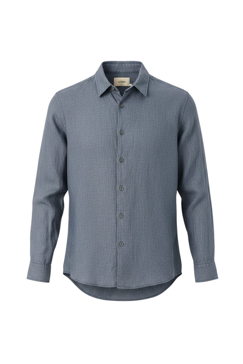 Charcoal Grey Linen Button-Up Shirt — Unison
