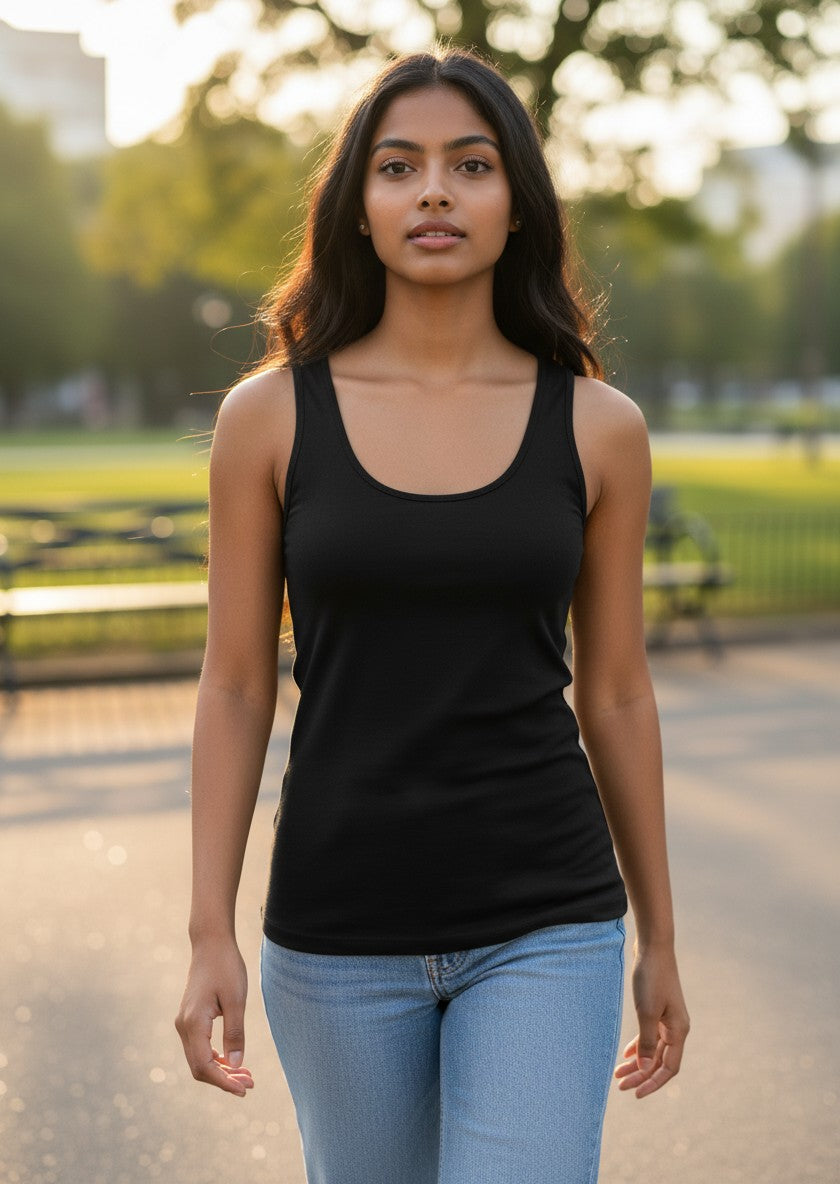 No Brand Black Scoop Neck Tank Top L