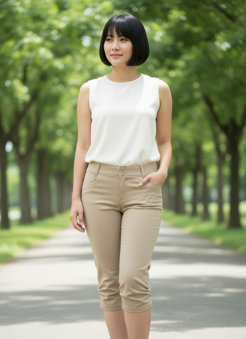 Steeple Chase Beige Cropped Pants 11