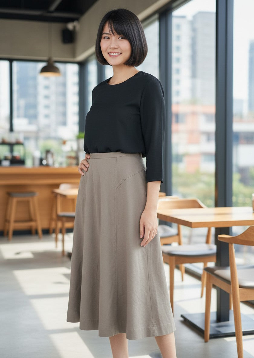 Galactica Linen-Blend Flare Skirt 64-91