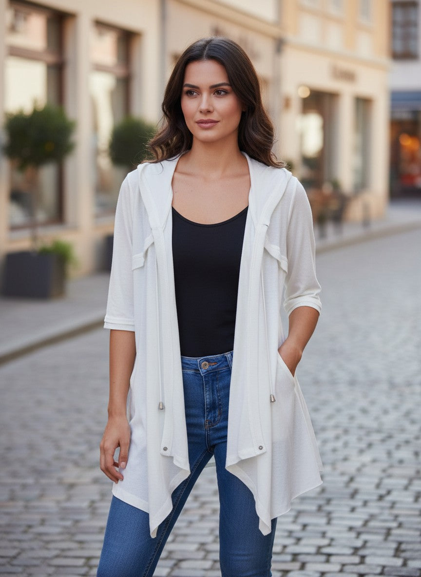 Knick Knack White Hooded Cardigan