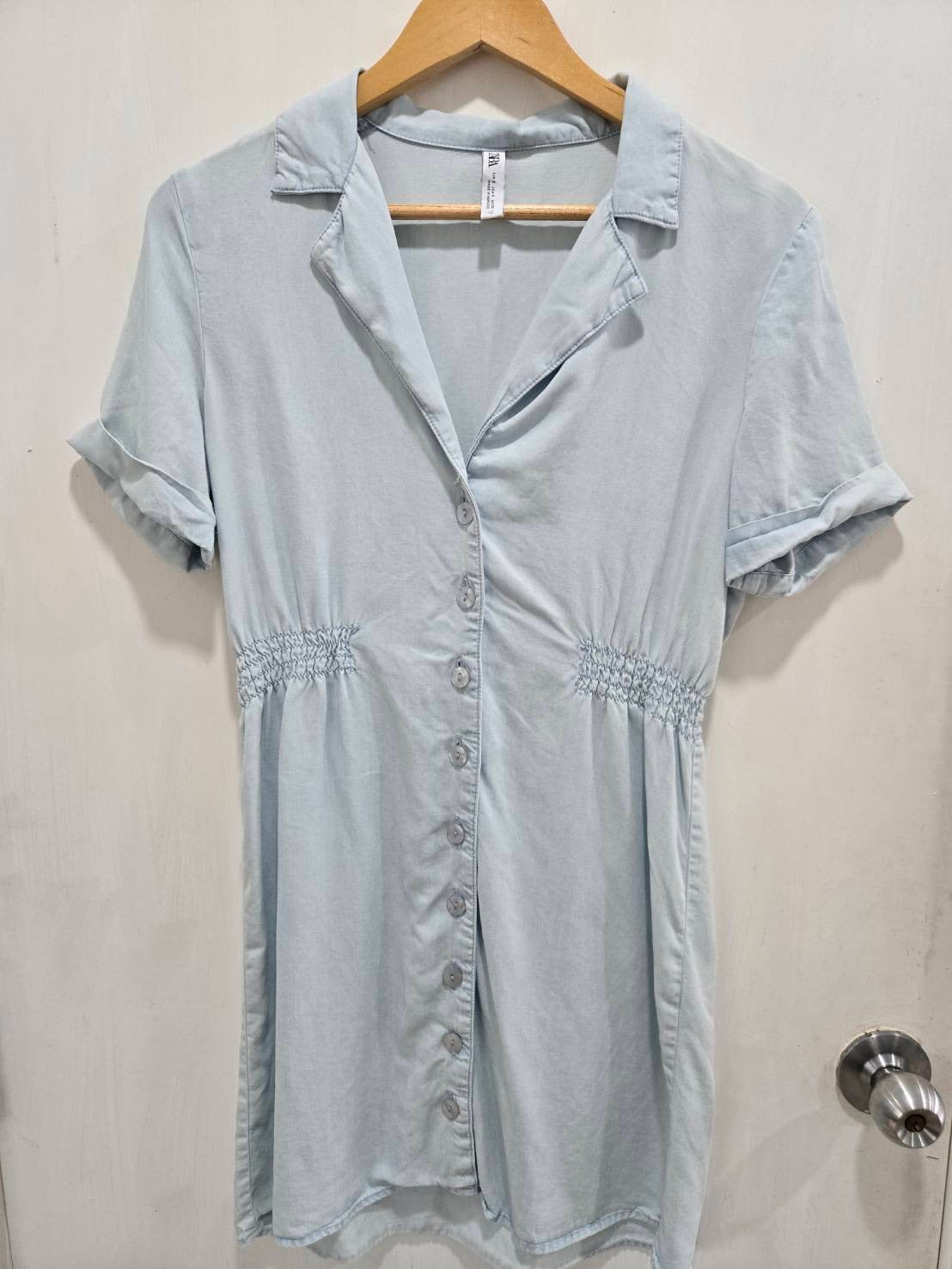 Zara Light Blue Washed Shirt Dress