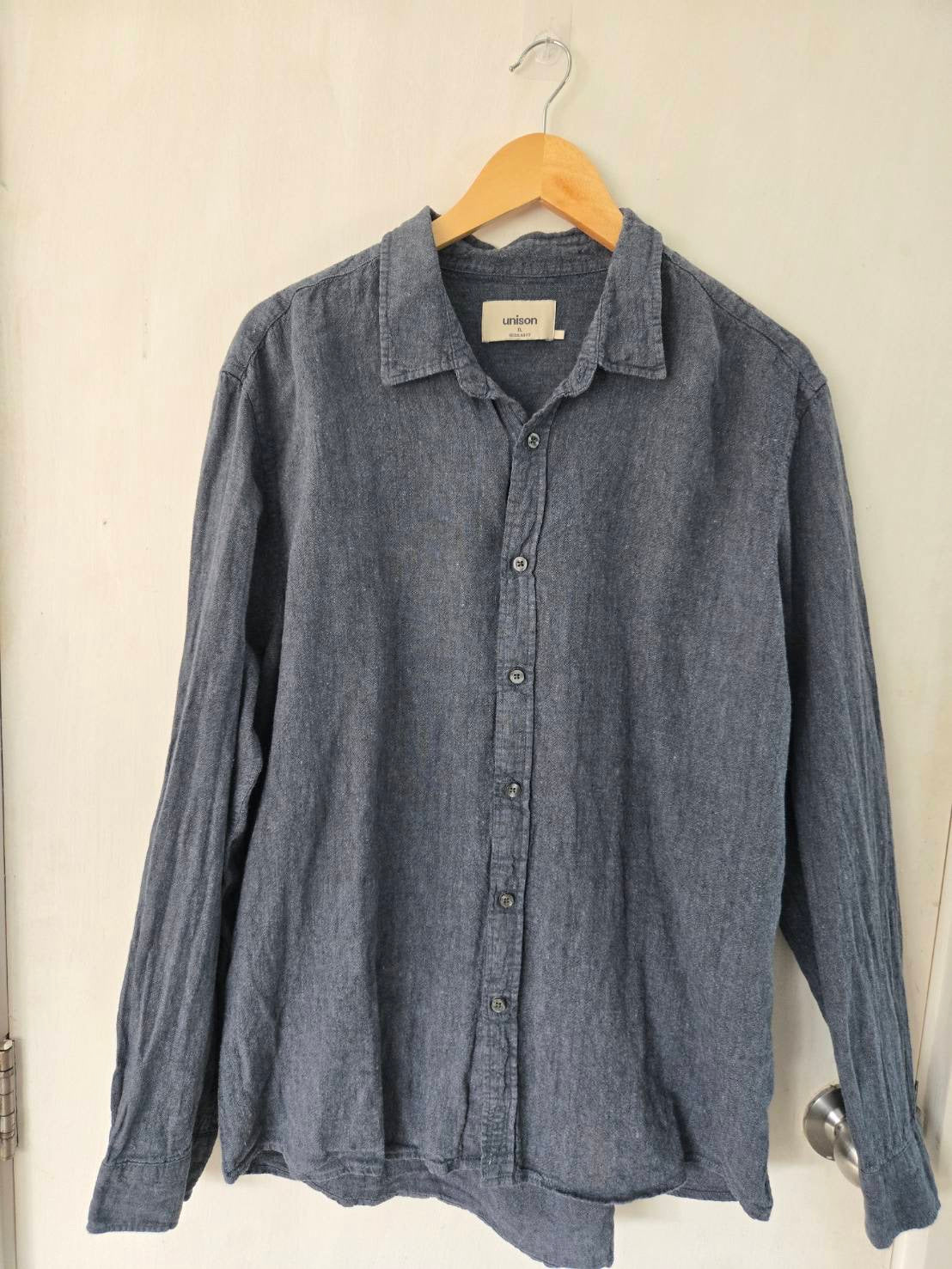 Charcoal Grey Linen Button-Up Shirt — Unison