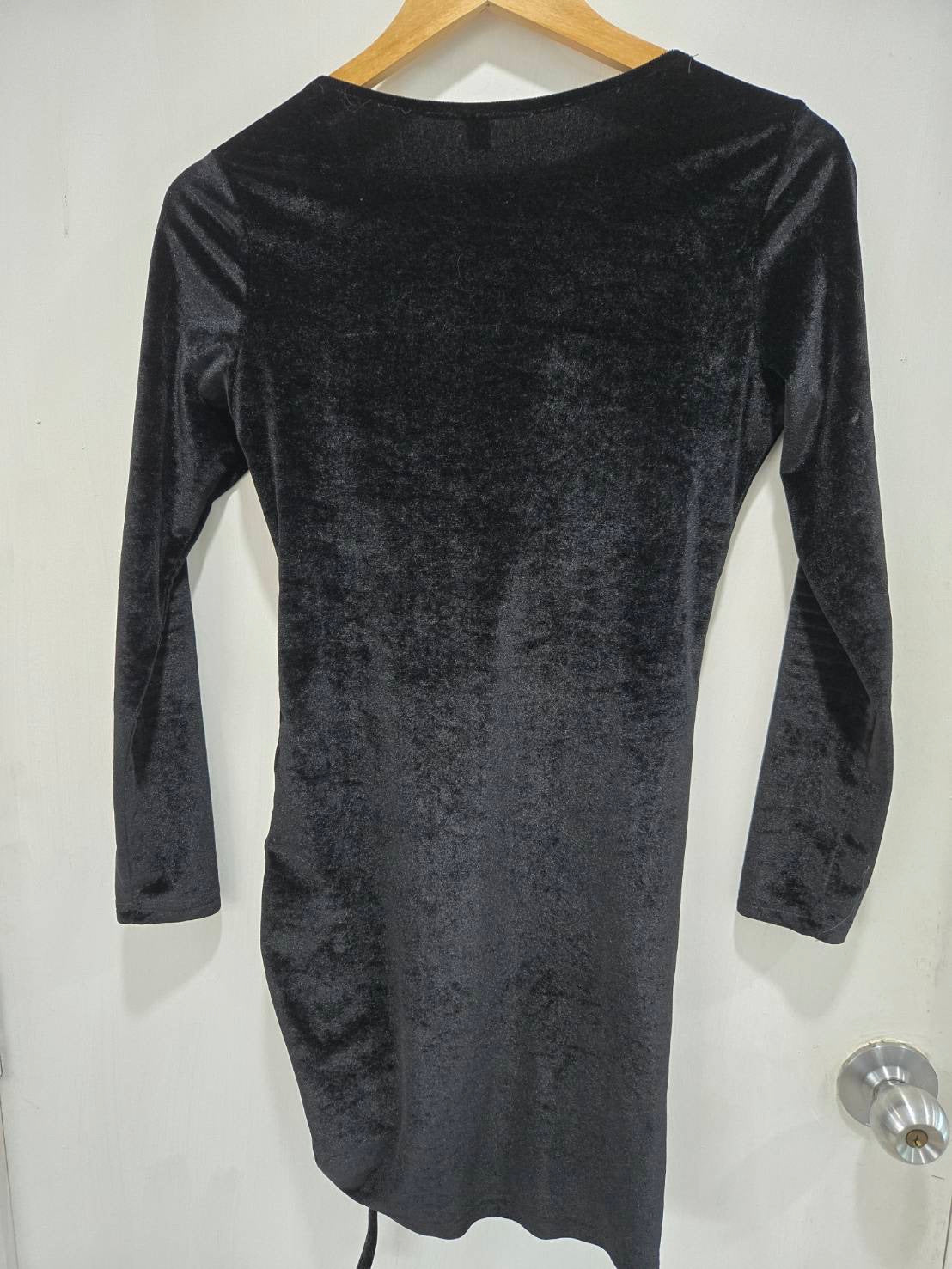 Qiao Jaren Black Velvet Wrap Mini Dress