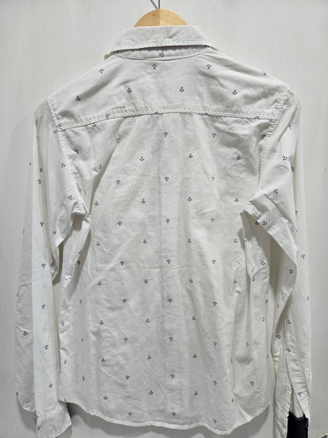 COVE White Anchor Print Oxford Shirt