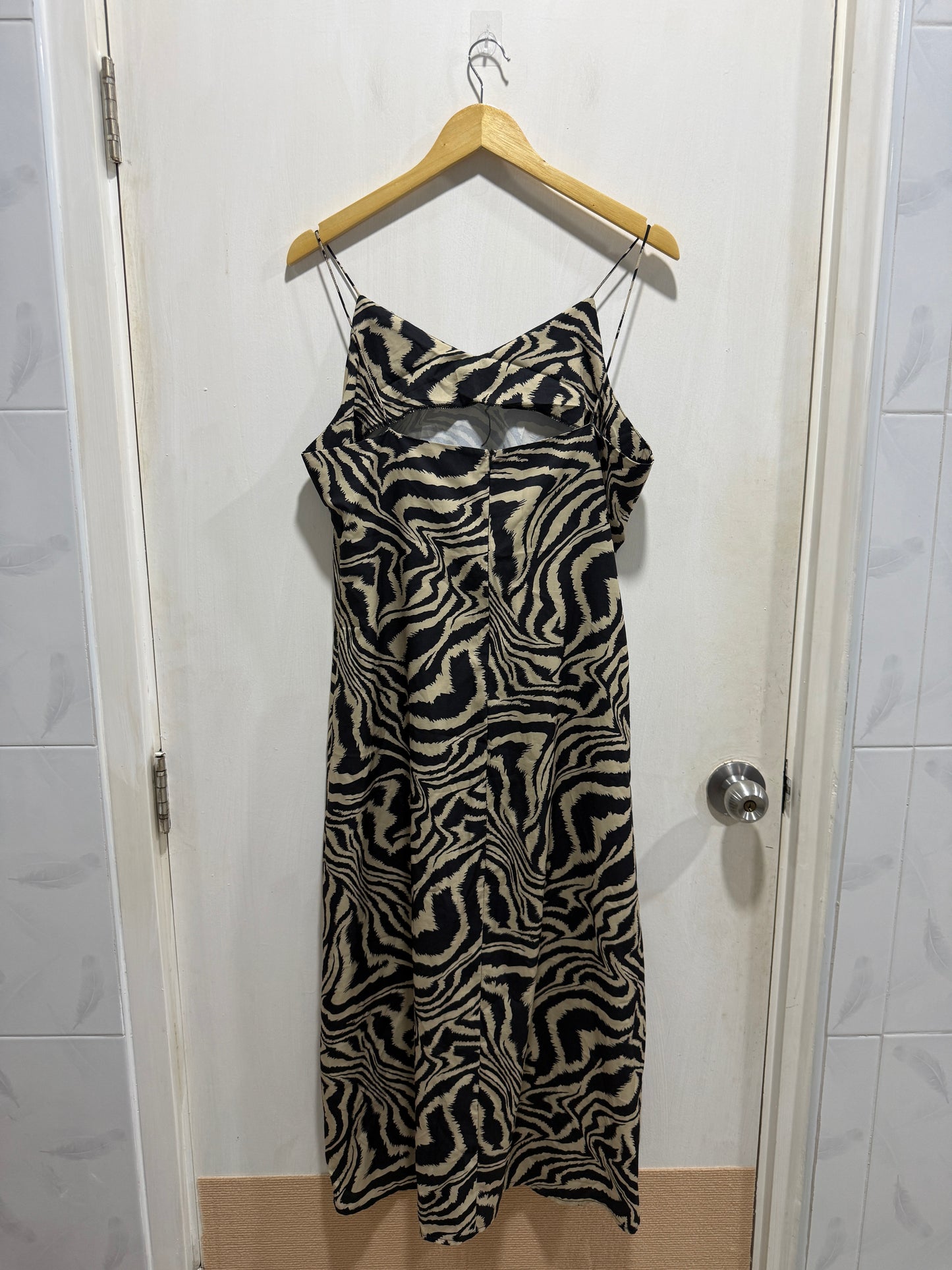 No Brand Zebra Print Spaghetti Strap Maxi Dress L/XL