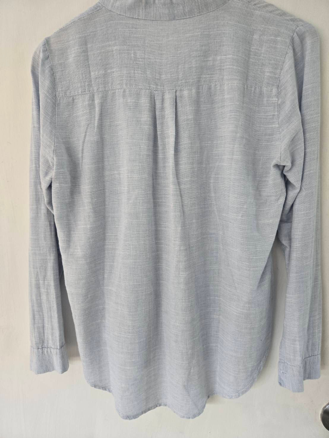 Light Blue Linen Mandarin Collar Shirt — TAC Trend Attractive Girl
