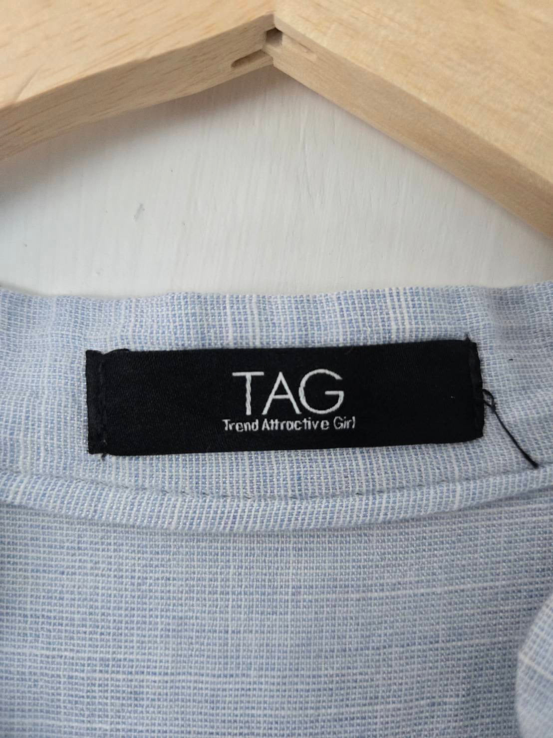 Light Blue Linen Mandarin Collar Shirt — TAC Trend Attractive Girl