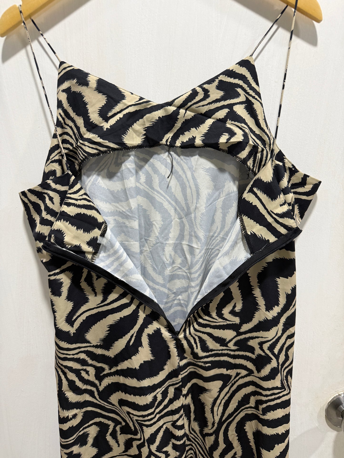 No Brand Zebra Print Spaghetti Strap Maxi Dress L/XL