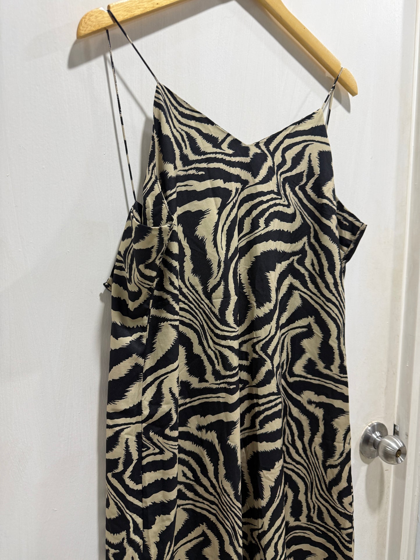 No Brand Zebra Print Spaghetti Strap Maxi Dress L/XL