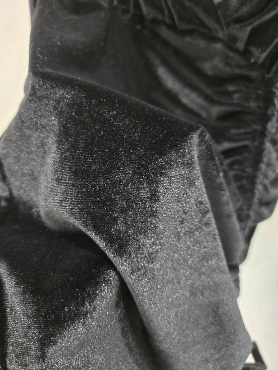 Qiao Jaren Black Velvet Wrap Mini Dress