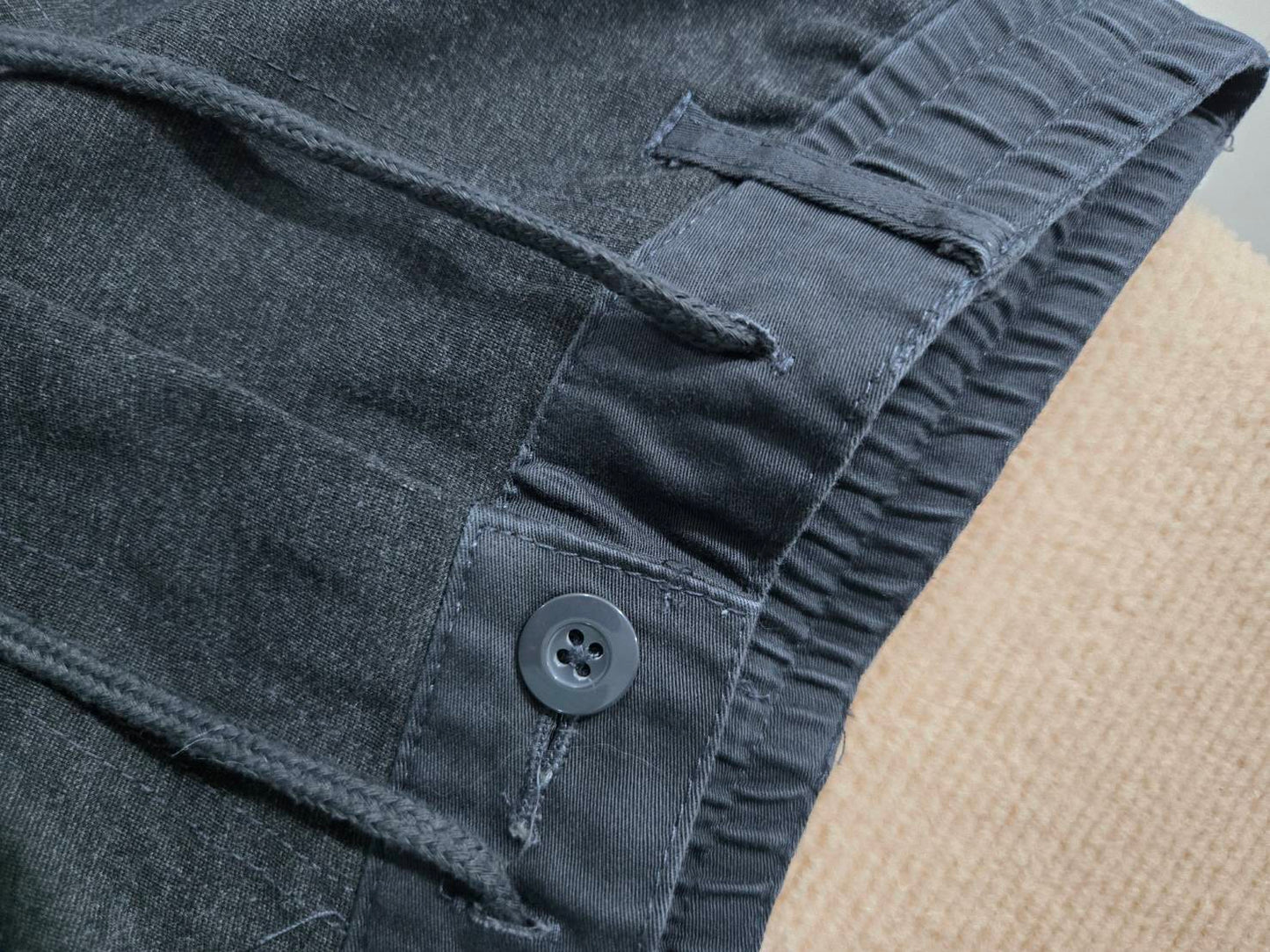 Charcoal Grey Drawstring Trousers — Tailored Cropped Fit — No Brand