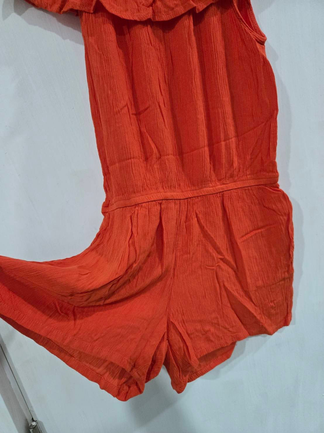 H&M Orange Ruffled Off-Shoulder Romper