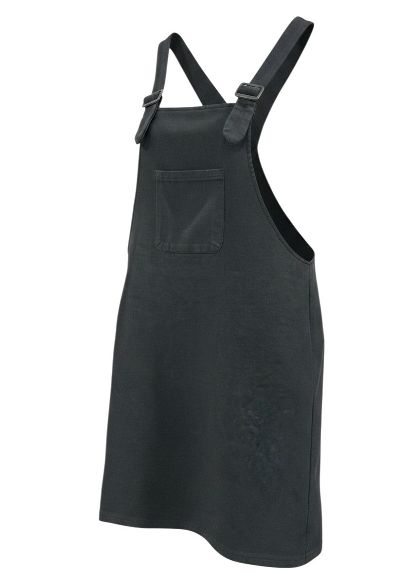 Black Denim Bib Overall Dress — Adjustable Strap Front Pocket — No Brand