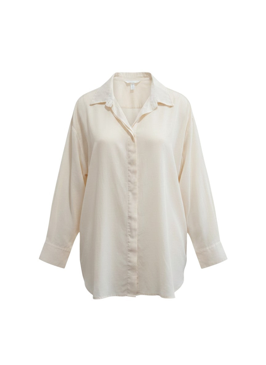 Creamy-White Oversized Button-Down Shirt — Relaxed Boxy Fit — H&M