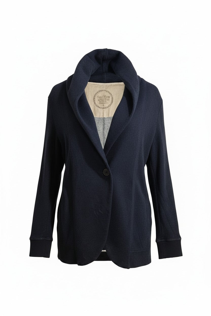 Shawl Collar Knit Blazer — Navy — Cutie Beauty