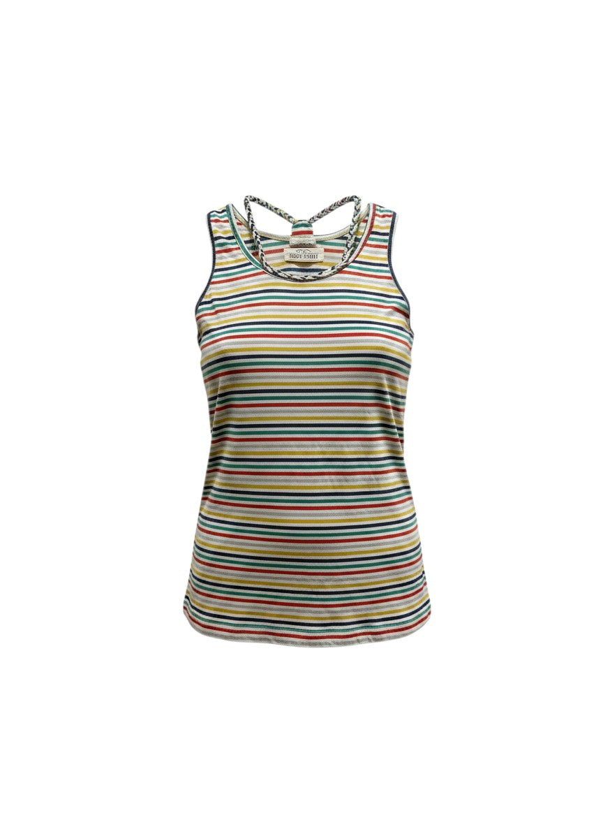 Heart Market Multicolor Striped Braided Neckline Tank Top F