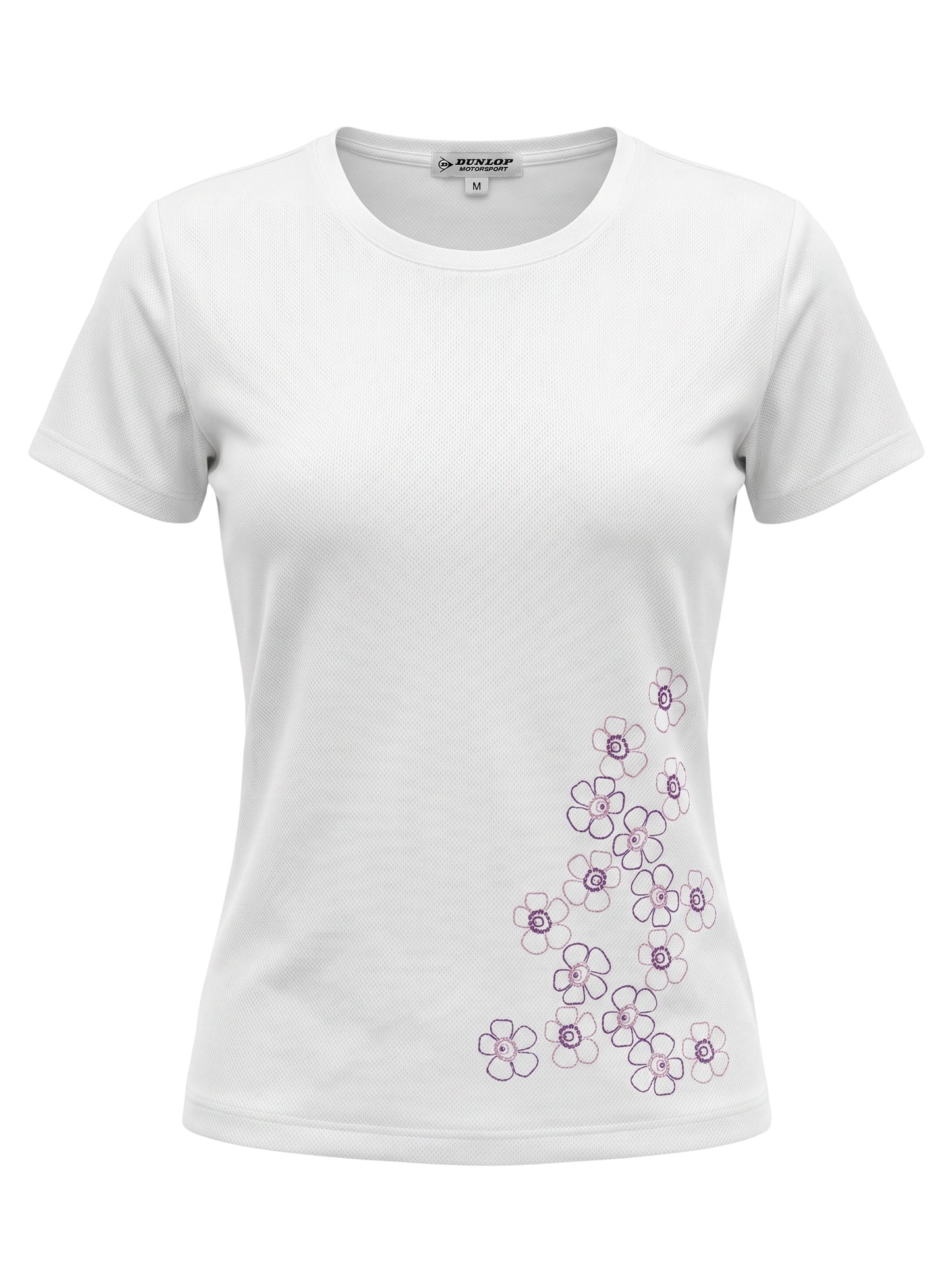White Floral Graphic T-Shirt — Dunlop Motorsport Print — Dunlop