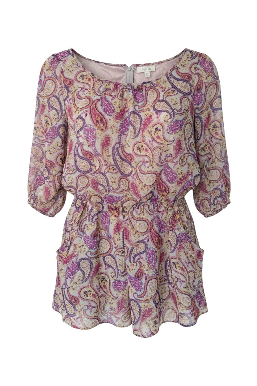 Pink & Purple Paisley Playsuit — Shirred Waist — Next