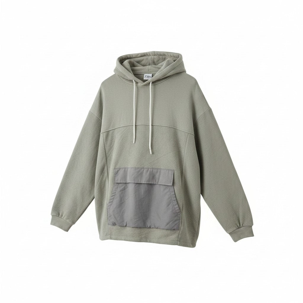 Oversized Hoodie — Sage Green Cargo Pocket — Zara