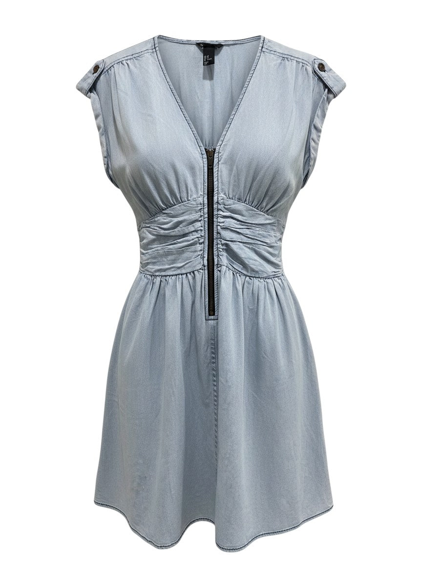 H&M Light-Wash Chambray Skater Dress